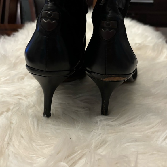 Bally Italy Tesla Black Suede Leather Lace up Heel Women's Boots Size 40 - Picture 6 of 9